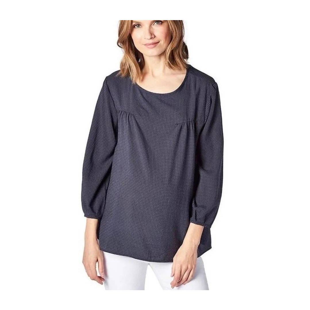Hatch Maternity The Demi Button Back Navy Gingham Blouse Sz 2 (Medium)